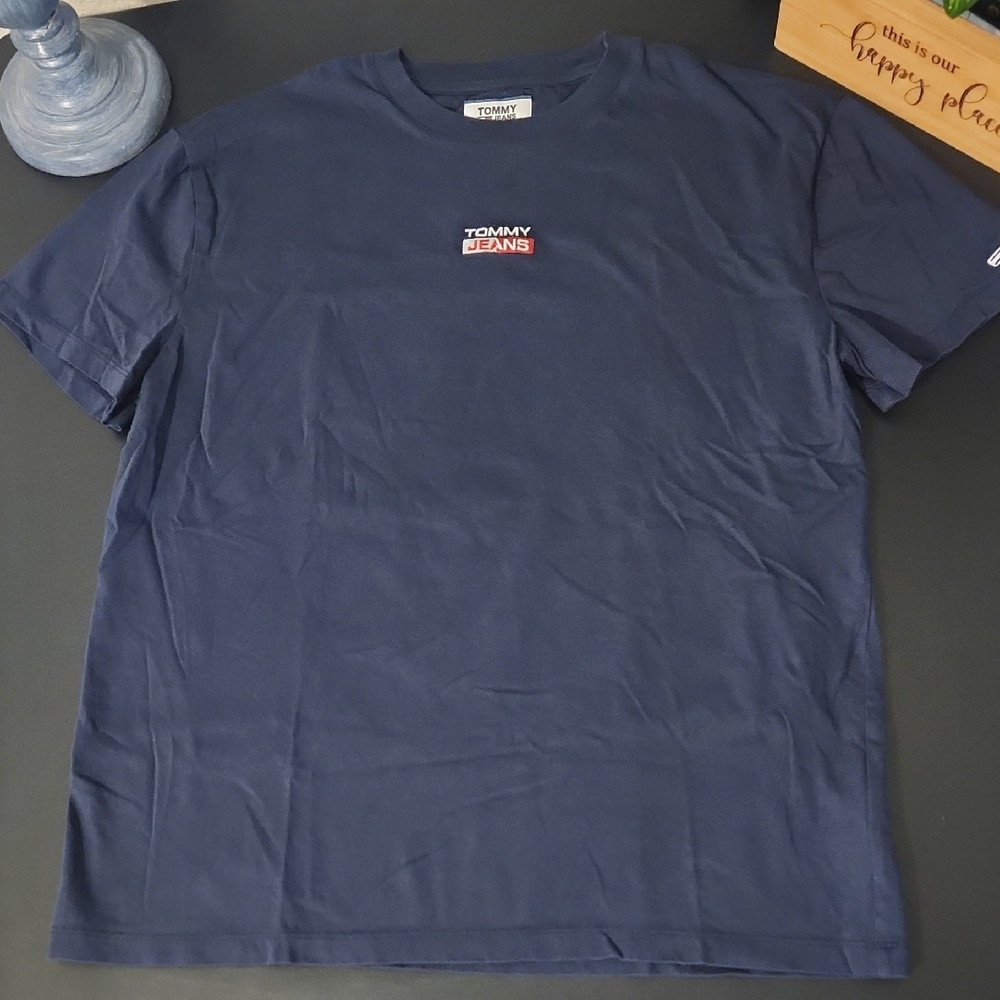 Tommy Hilfiger Navy Short-Sleeve Tee with Red & White Logo